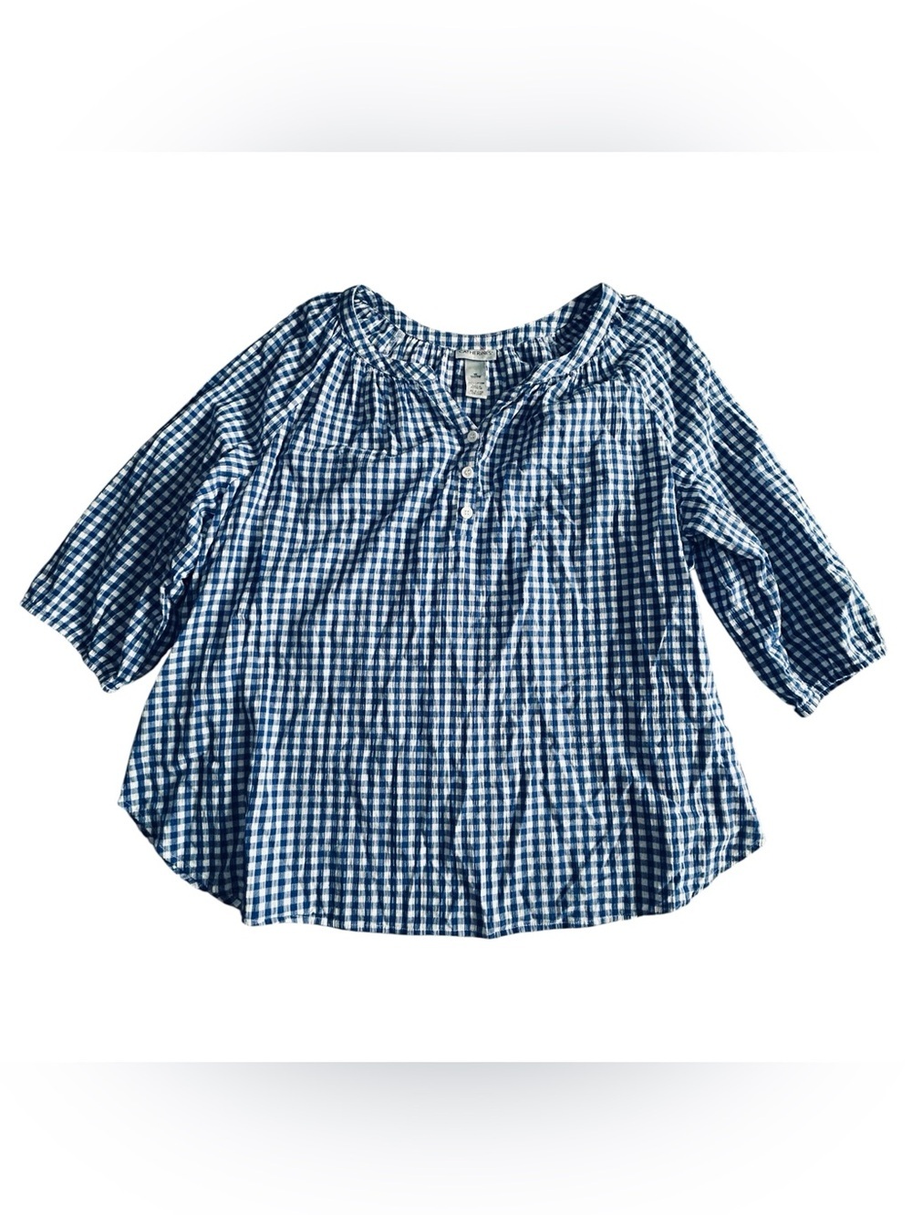 Catherines Blue Gingham Peasant Top size 1x